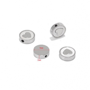 Kraal Hart Rvs Zilver 9mm