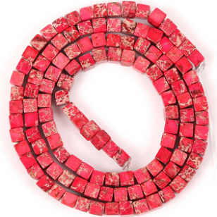 Kralen Jasper Rood 4mm Kubus