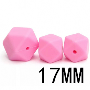 Kraal Siliconen 17mm Hexagon Pink