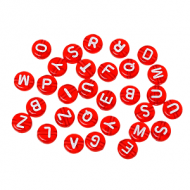 Letter Kralen  Rood 7mm 100x