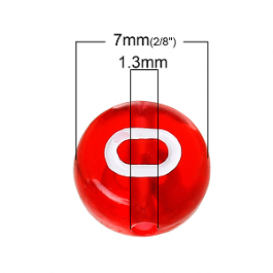 Letter Kralen  Rood 7mm 100x