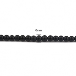 Glas Kralen Mat 6mm Zwart