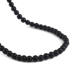 Glas Kralen Mat 6mm Zwart