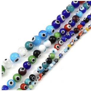 Glas Kralen Evil Eye 6mm