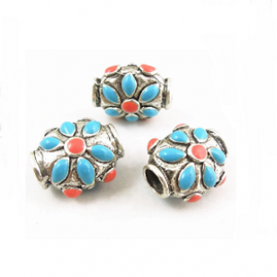 Kraal Bloem Turqouise Rood