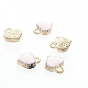 Bedel Goud Hart Roze 8x7mm