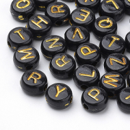 Letter Kraal Zwart/Goud 7mm