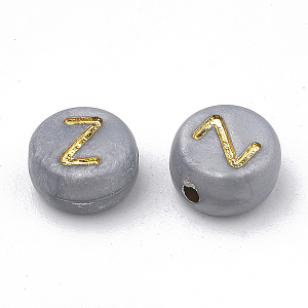 Letter Kralen Grijs/Goud 7mm