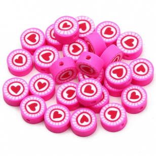 Kraal Fimo Hart Roze 10mm