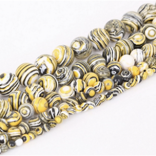 Kralen Malachiet Zwart/Geel 6mm