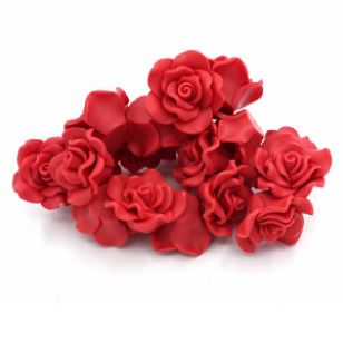 Kraal Fimo Roosje Rood 21mm