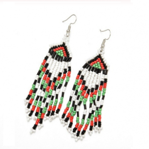 Oorbellen Rocailles Rood/Wit