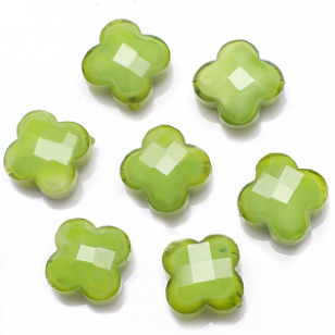 Kraal Glas Facet Klaver4 Olive