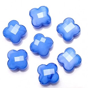 Kraal Glas Facet Klaver4 Blauw