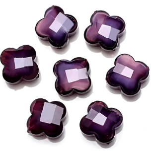 Kraal Glas Facet Klaver4 Paars
