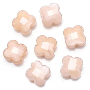 Kraal Glas Facet Klaver4 Peach