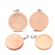Cabochon Hanger Hout 25mm
