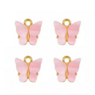 Bedel Goud Resin Vlinder Roze