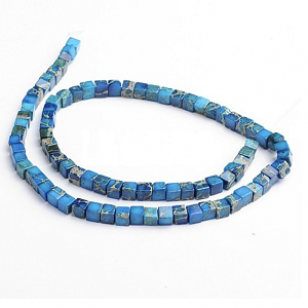 Kralen Jasper 4mm Cube Blauw