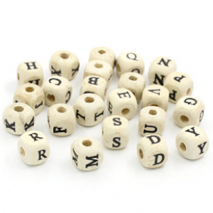 Houten Letter Kraal 12x12mm