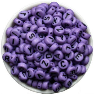 Letter Kralen 7x4mm Paars 100x