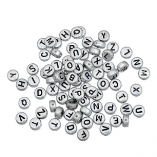 Letterkralen Acryl 7x4mm Zilver