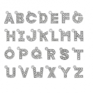 Letter Bedel Strass 18mm Zilver