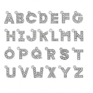 Letter Bedel Strass 18mm Zilver