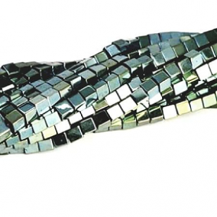 Kralen Hematiet Cube Groen 4mm