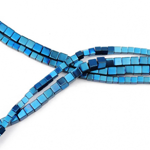 Kralen Hematiet Blauw Cube 4mm