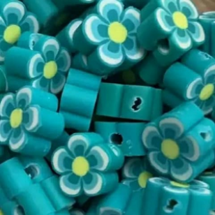 Polymer Kraal Bloem Teal