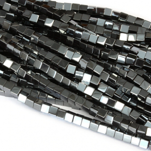 Kralen Hematiet 3x3mm Zwart