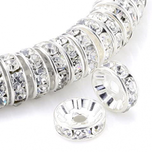 Kraal Strass 4mm zilver 20x