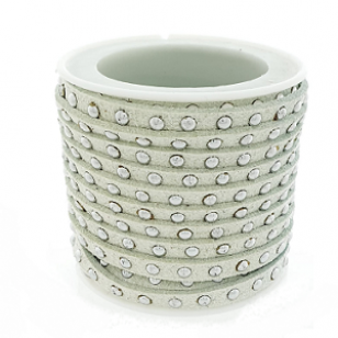 Suede Koord Creme Studs 5mm