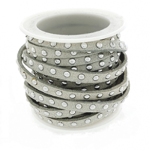 Suede Koord Studs Grijs  5mm