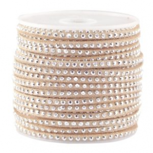 Suede Koord 3mm Studs Zand