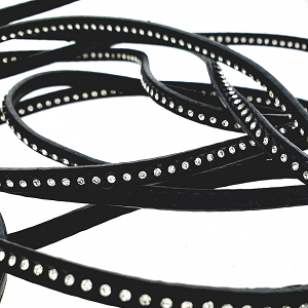 Leer Zwart Swarovski 6x2.5mm