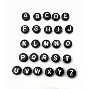 Kralen Kunststof zwart/wit  Letters
