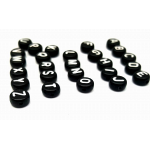 Kralen Kunststof zwart/wit  Letters