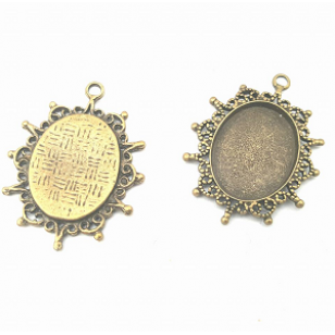 Brons Plaksteen Hanger 18x22mm