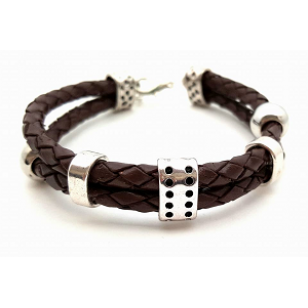 Lederen Heren armband -  Bruin 