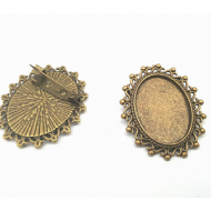 Brons Broche Plaksteen 18x25mm
