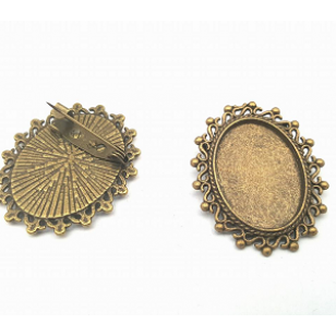 Brons Broche Plaksteen 18x25mm