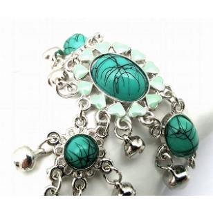 Ring/Armband Turqouise met belletjes Ibiza style