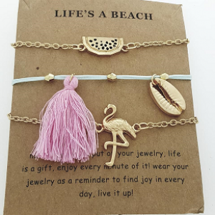 Armbanden set 3  Beach Flamingo