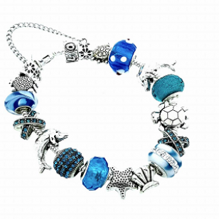 Armband-verzilverd-Blauw