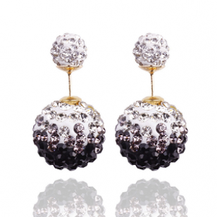 Dubbele Crystal Oorbellen #Black- Zwart