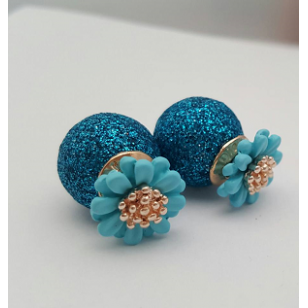 Oorbellen -Bloemen- Blauw