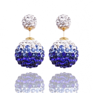 Dubbele Crystal oorbellen - Royal blue - Blauw