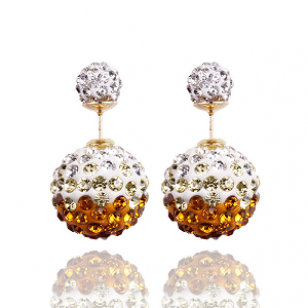Dubbele crystal oorbellen - Gold - Goud